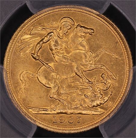 1967 Sovereign St. George Great Britain PCGS MS62