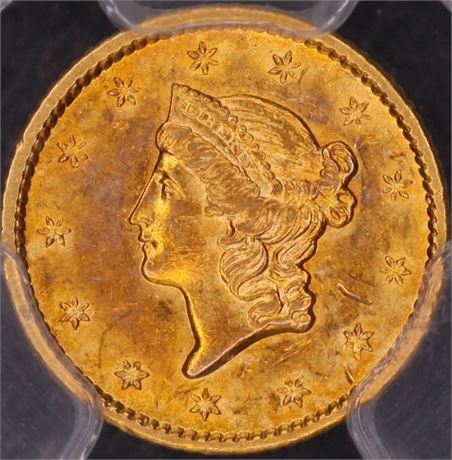 1854-S Gold $1 PCGS AU58 CAC